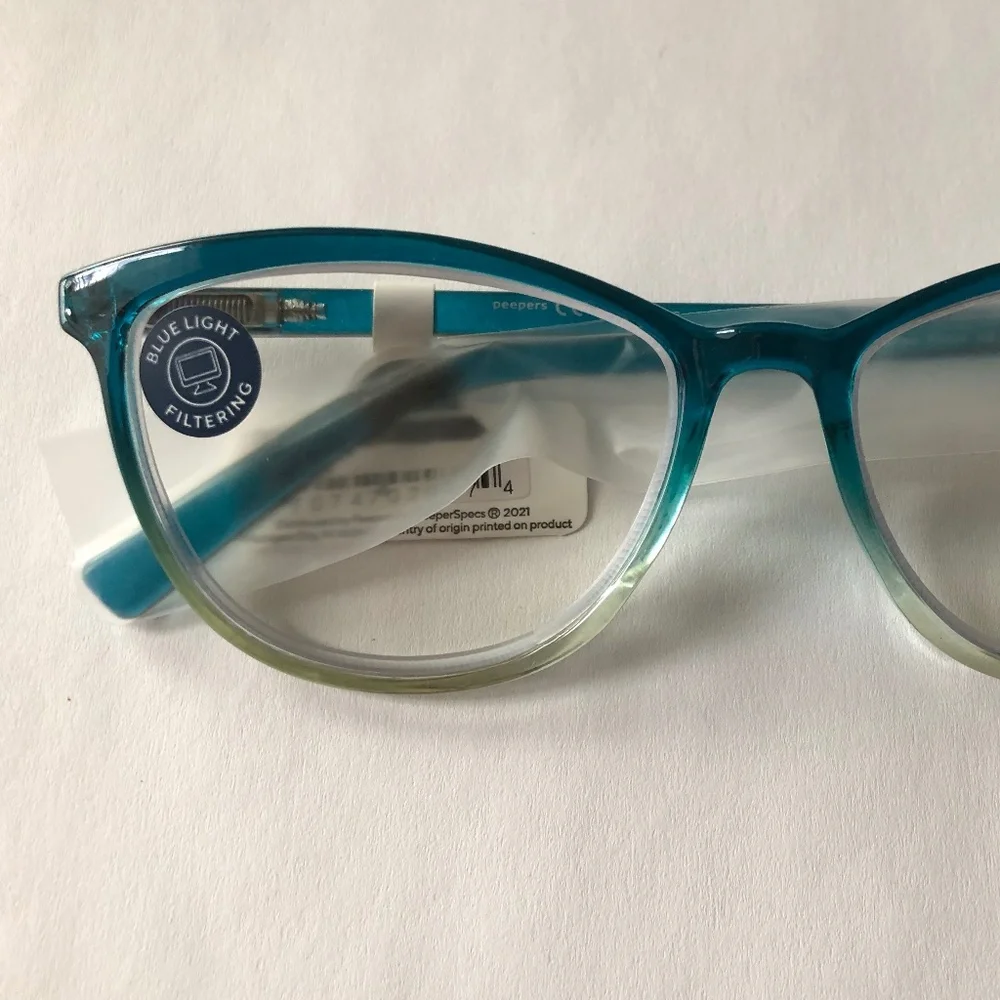 NEW from Anthropologie Teal Wren Blue Light Filtering‎ Glasses +2.25